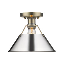 Golden 3306-FM AB-CH - Yep by Golden Lighting Orwell 1-light Flush Mount in Aged Brass and Chrome shade